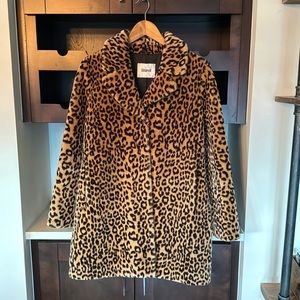 Faux fur leopard print coat by the Stand.